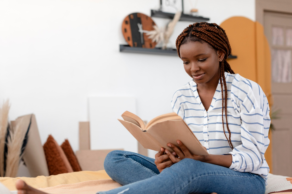 An entrepreneur woman reading